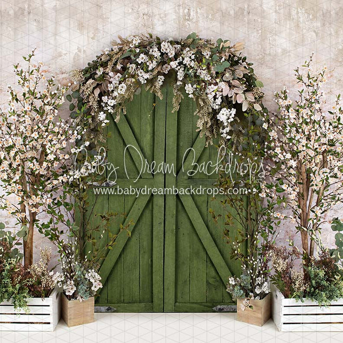 X Drop rustic spring welcome green door