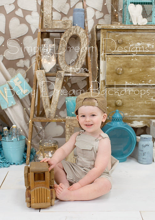 X Drop shabby teal hearts