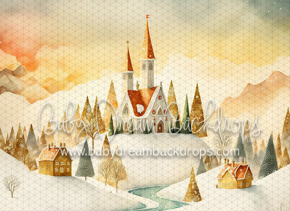 Snowy Watercolor Christmas Town (MD)