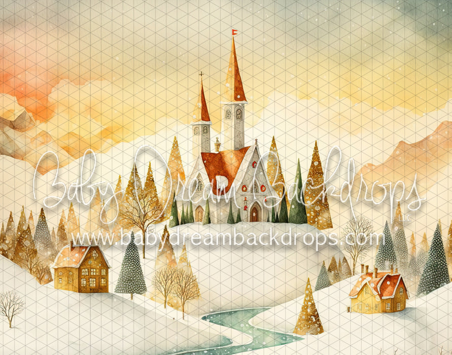 Snowy Watercolor Christmas Town (MD)