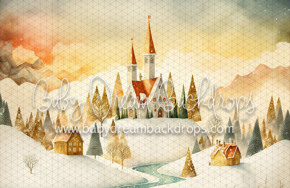 Snowy Watercolor Christmas Town (MD)