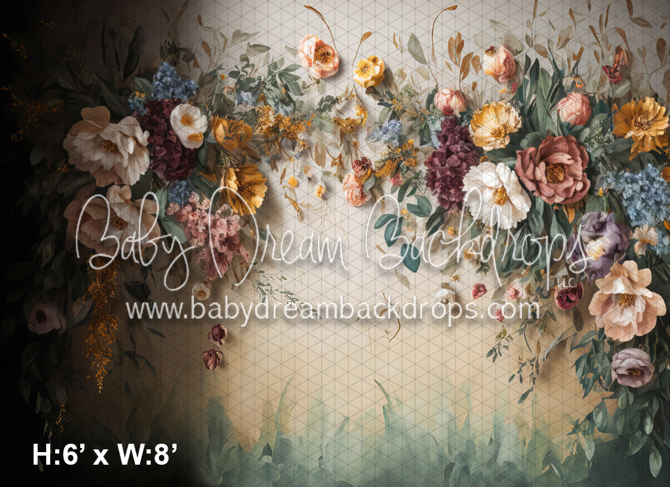Soft Summer Floral Draped Wall (MD)