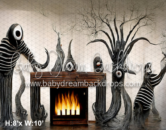 Spooky Striped Fireplace Wall (SM)