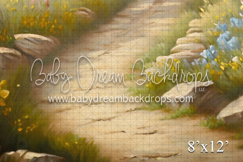 Spring flowers on a long path Fabric Floor (VR)