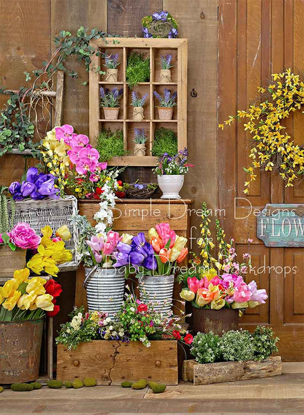 Spring Barn Floral left with sign 80hx60w - SD
