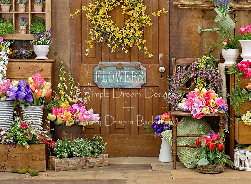 Spring Barn Floral with sign — Baby Dream Backdrops