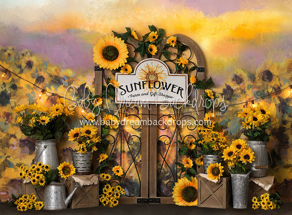 Sunflower Gates with Sign - 60Hx80W - BS (Matte Fleece)