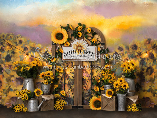 Sunflower Gates with Sign - 6x8 - BS (Fleece)
