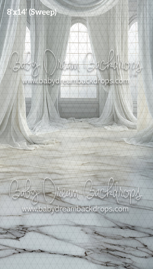 Sweep White Layered Drapes (BD)
