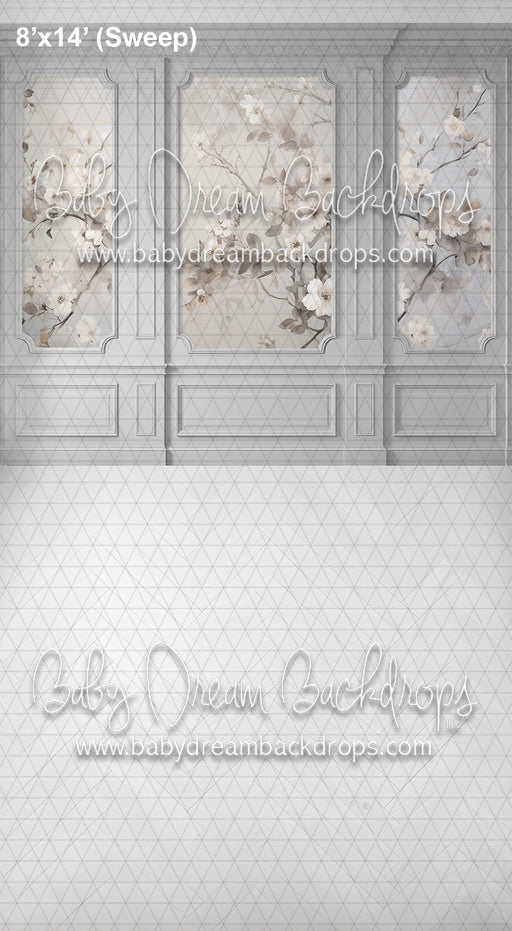 Sweeps Gray Floral Wainscoting (AZ)