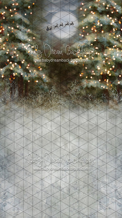 X Drop Sweeps heirloom snowy pines moon santa lights ss