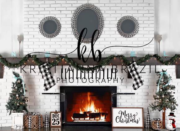 Turquoise Christmas Fireplace 