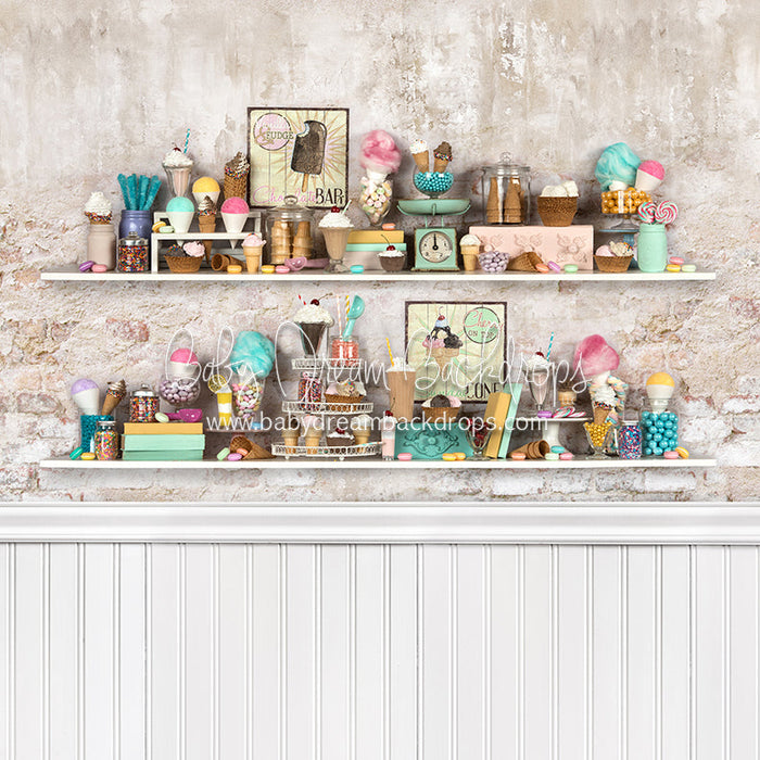 X Drop two scoops white wainscoting