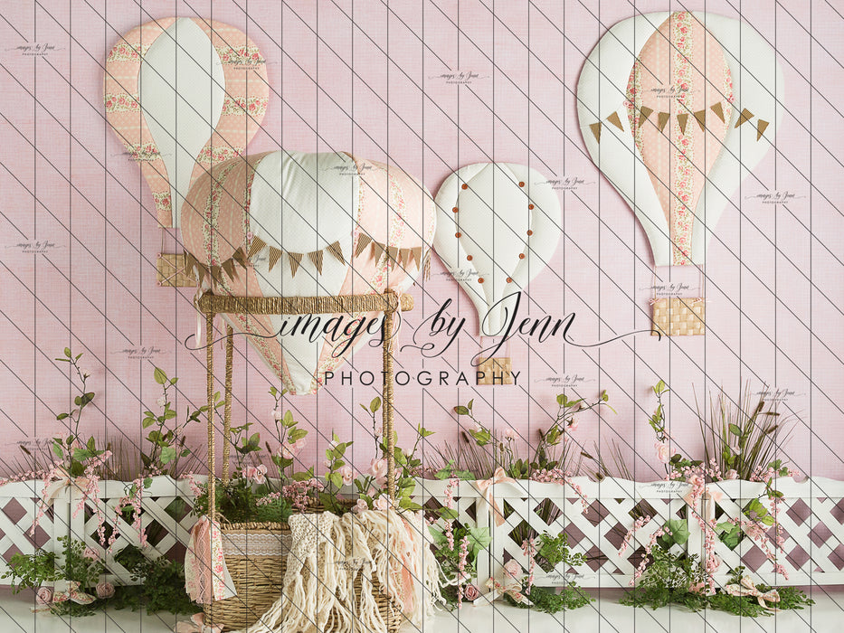 Up and Away Pink Balloons with Basket