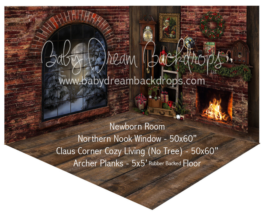 Northern Nook Window and Claus Corner Cozy Living (No Tree) Newborn Room
