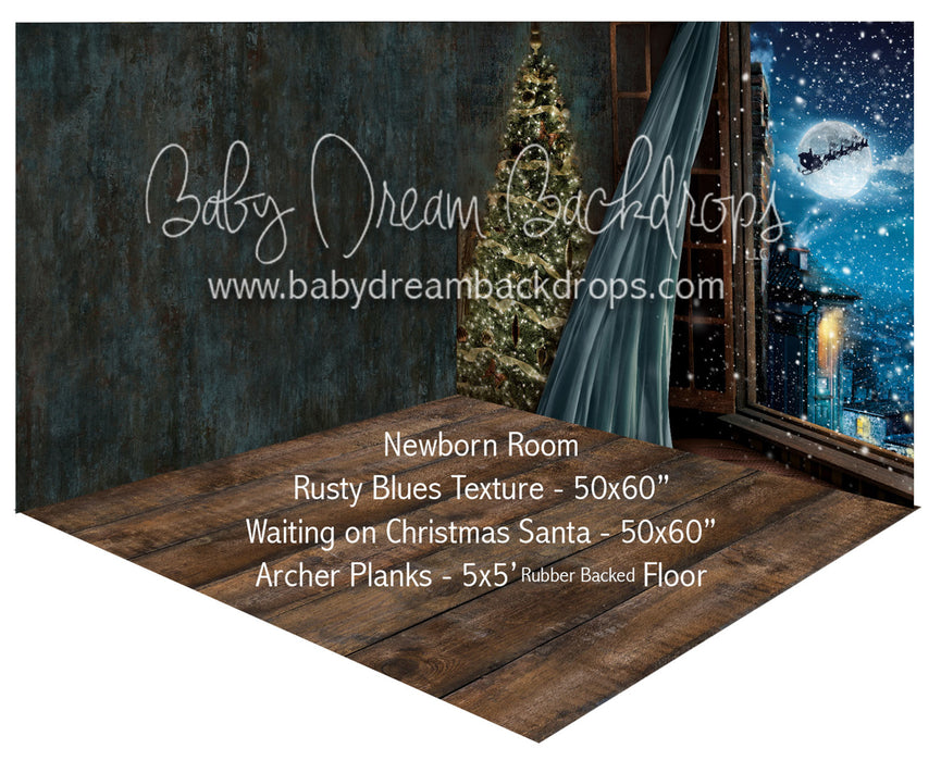Rusty Blues Texture and Waiting on Christmas Santa Newborn Room