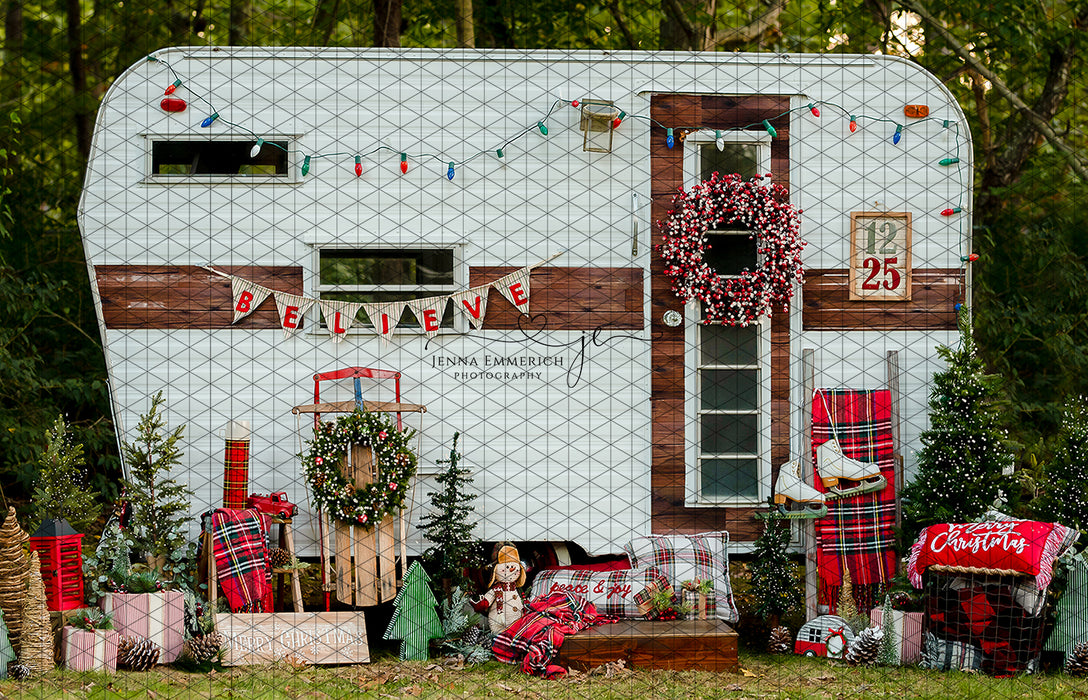 Vintage Christmas Camper with Lights