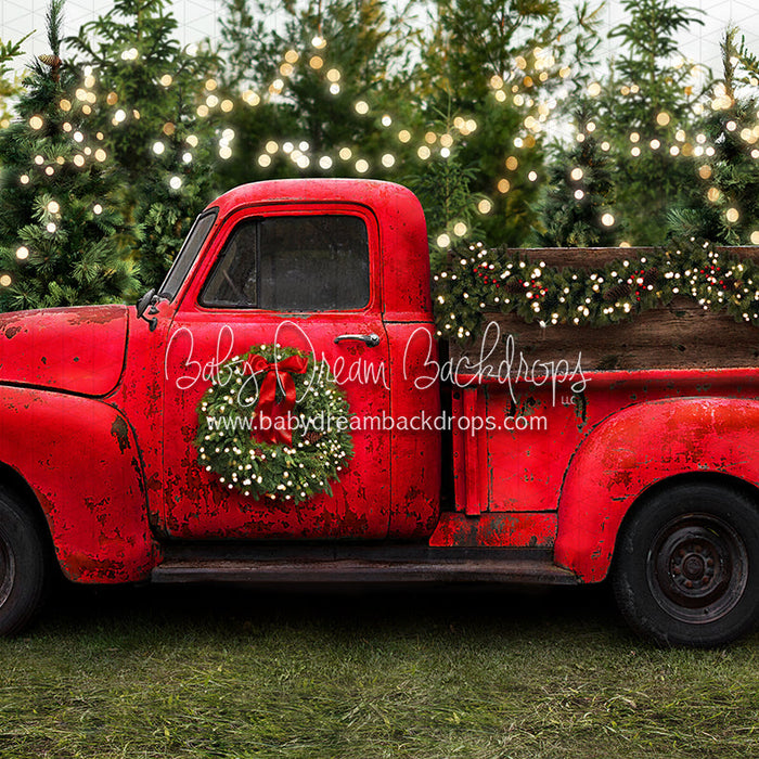 X Drop vintage red truck christmas