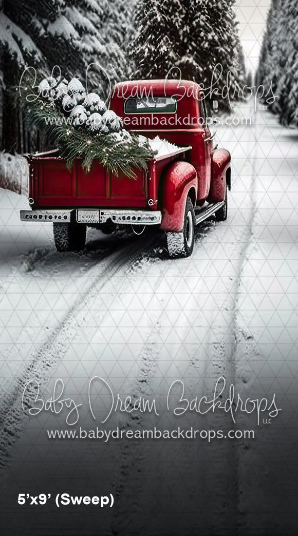 Vintage Red Truck Snow (SM)