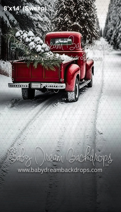 Vintage Red Truck Snow (SM)