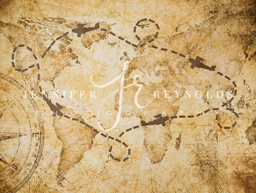 Vintage Travel Map with Planes