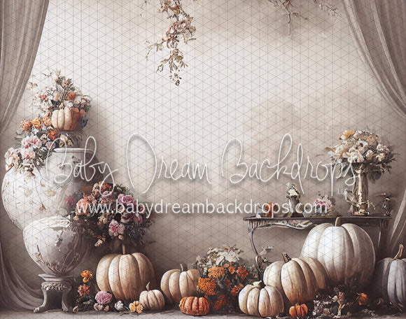 White Autumn Cottage Pumpkin Wall (MD)