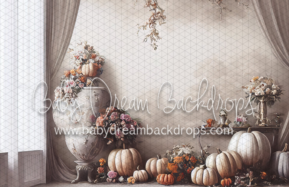White Autumn Cottage Pumpkin Wall (MD)