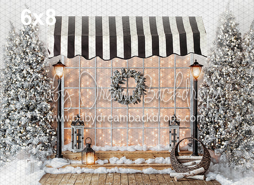 White Cottage Christmas with Awning