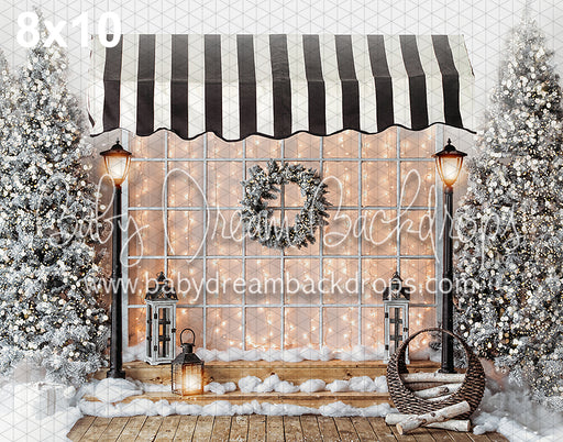 White Cottage Christmas with Awning