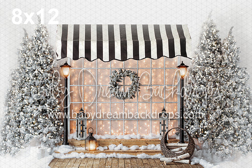 White Cottage Christmas with Awning