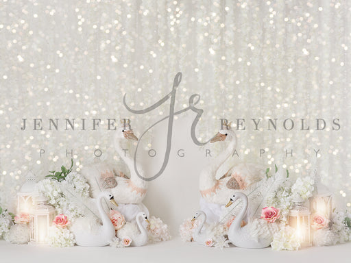 White Swan with Lights