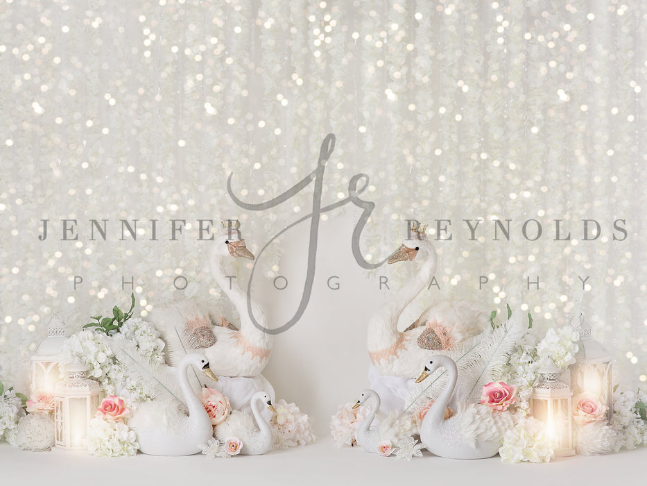 White Swan with Lights