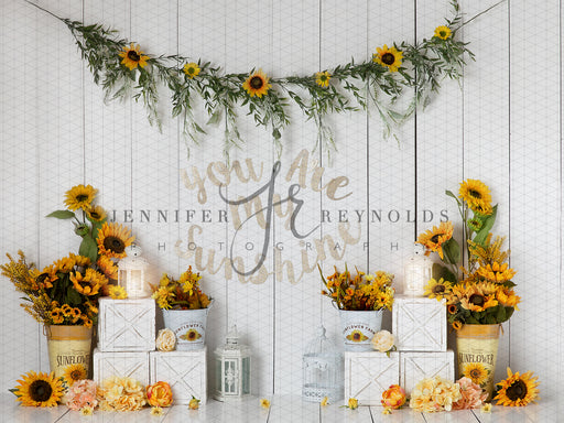 White Wood Sunflower Sunshine