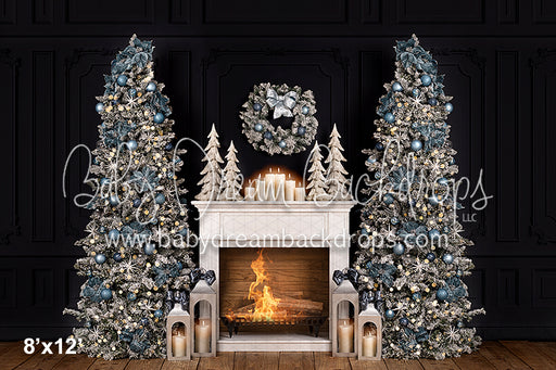White and Blue Christmas Fireplace (VR)