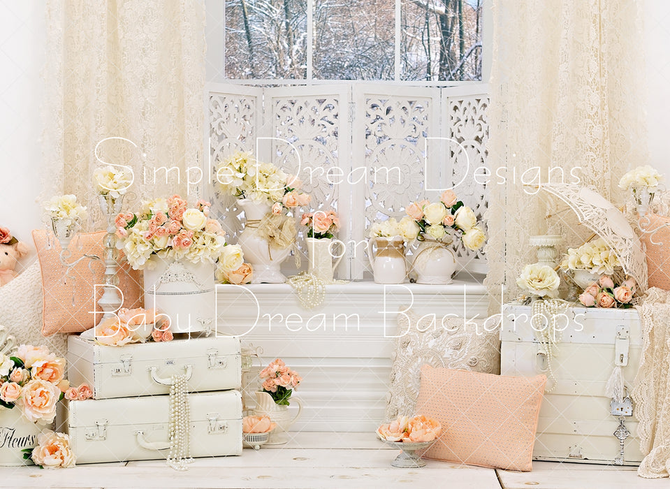 Winter Window Peach And Lace