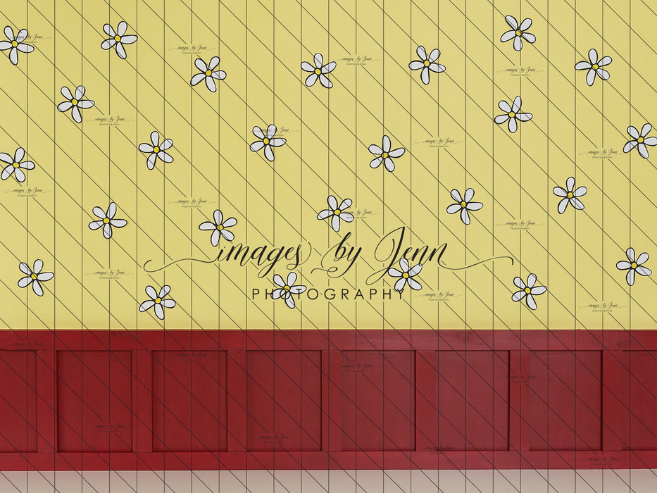 Yellow Daisy Wall with Red