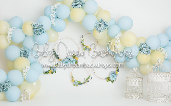 Blue and Yellow Floral Balloon Party