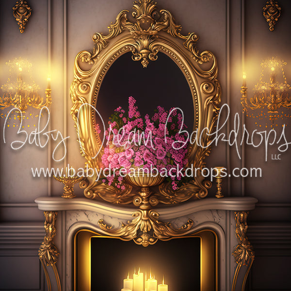 Gold Ornate Wall Fireplace Digital Download