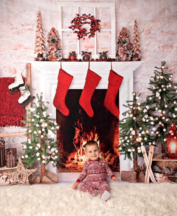 Farmhouse Cozy Fireplace (Lights)