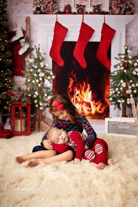 Farmhouse Cozy Fireplace (Lights)