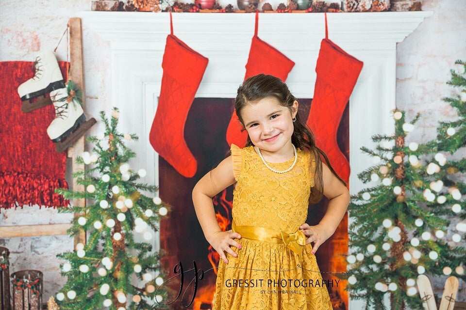 Farmhouse Cozy Fireplace (Lights)