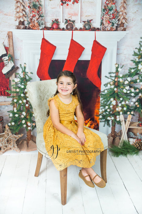 Farmhouse Cozy Fireplace (Lights)