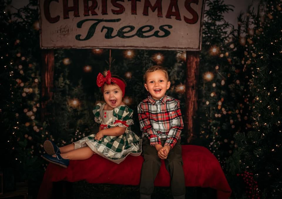 X Drop backyard tree farm string lights extra lights sign