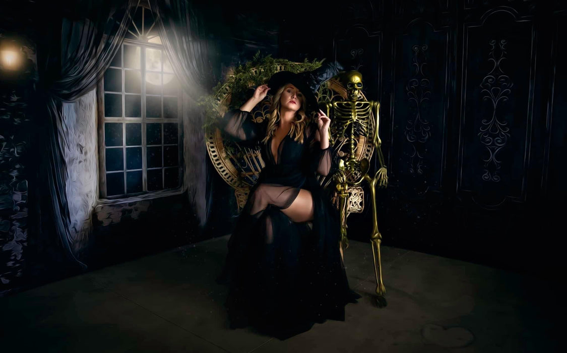 Mansion in the Moonlight Window (Black)