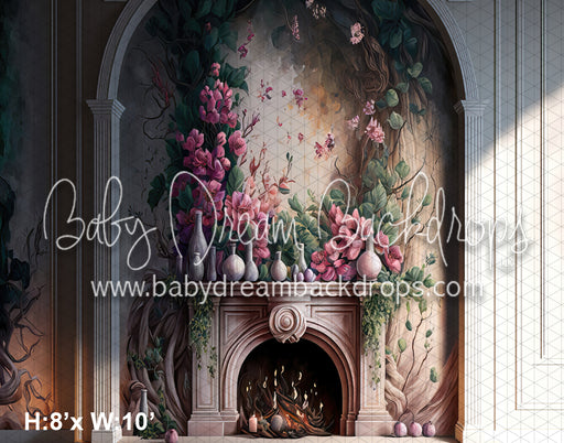 Painted Pink Spring Fireplace (MD)