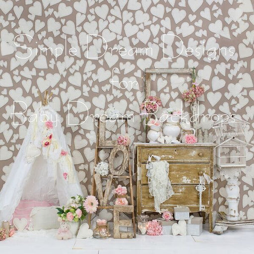 Pink Shabby Hearts 8x8 SD 