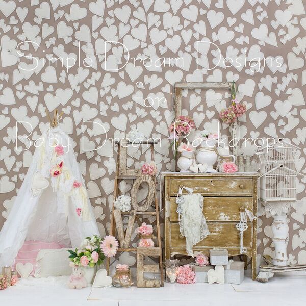 Pink Shabby Hearts 8x8 SD 