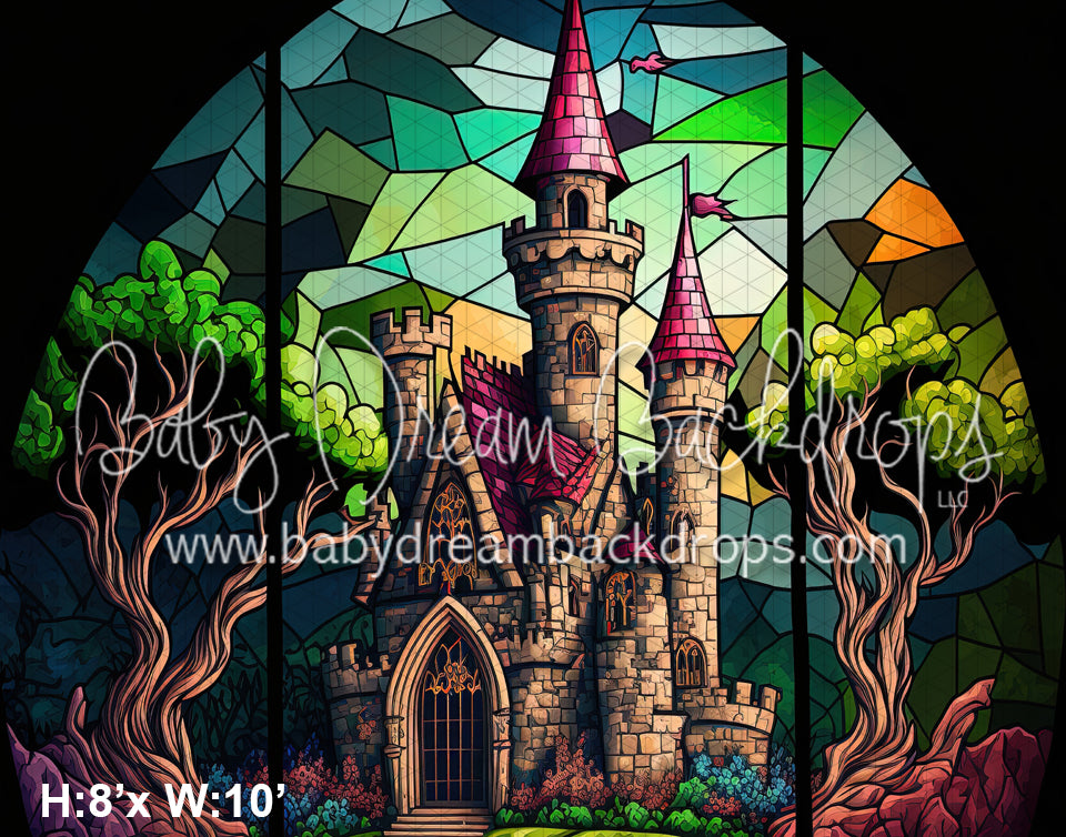 The stained glass windows in Sleeping Beauty's Castle were