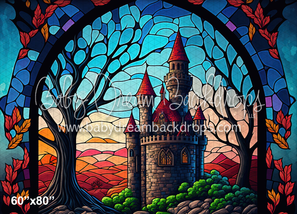 Stained Glass Castle Sunset (MD) Baby Dream Backdrops