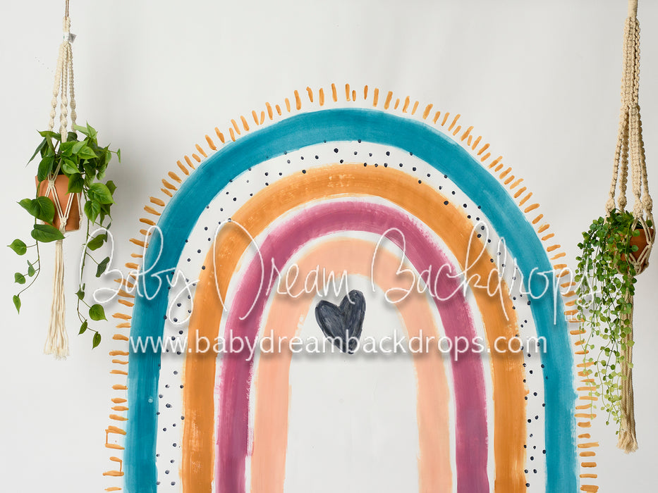 Watercolor Rainbow with Plants